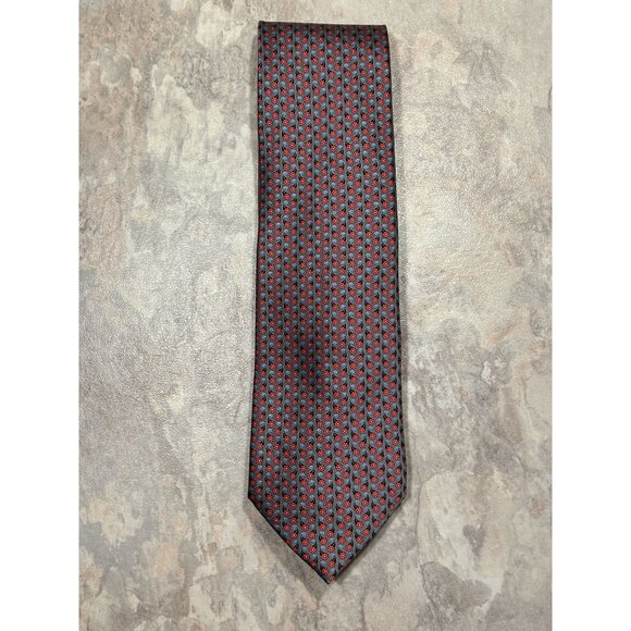 Vintage Ermenegildo Zegna Multi Color Silk Neck Tie in Gray/Blue/Red